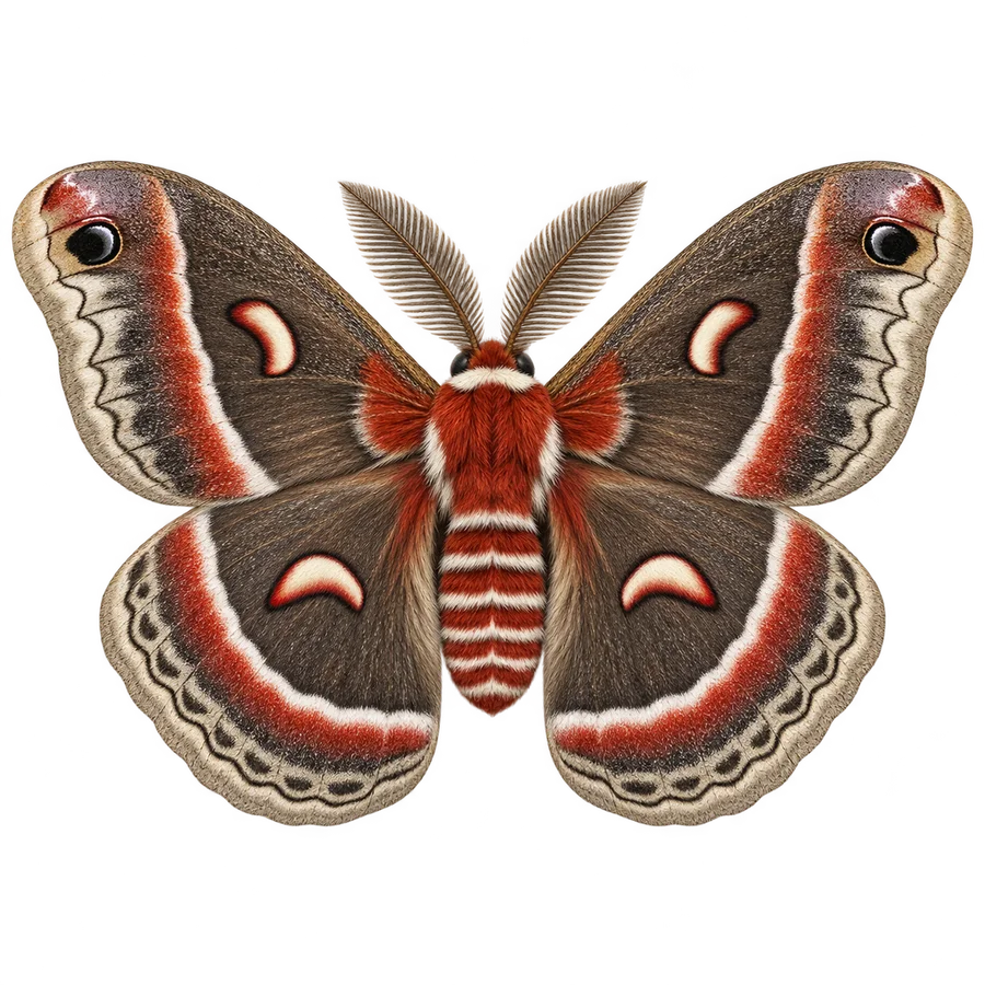 Cecropia moth, male illustration