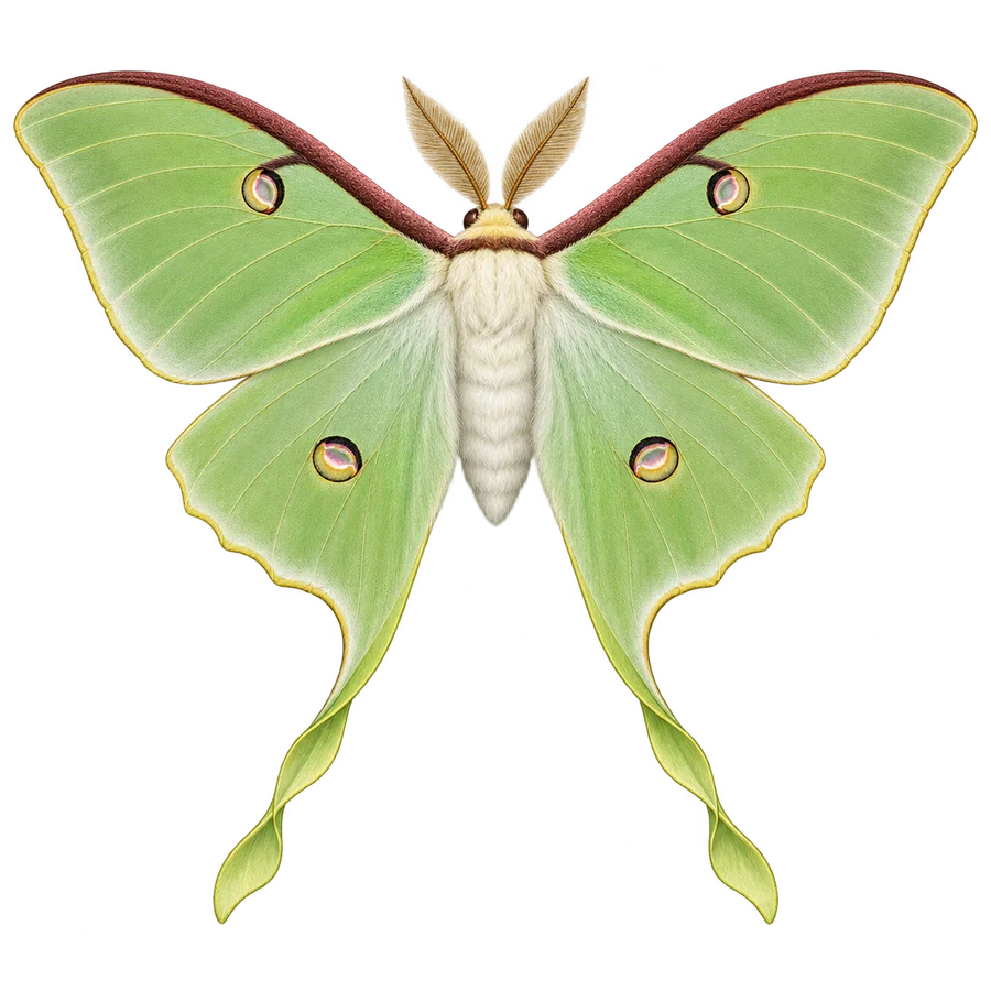 Luna moth, male illustration