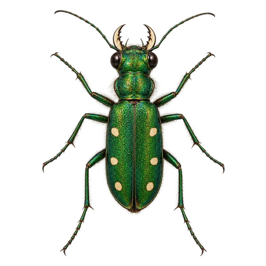 Six-spotted tiger beetle illustration