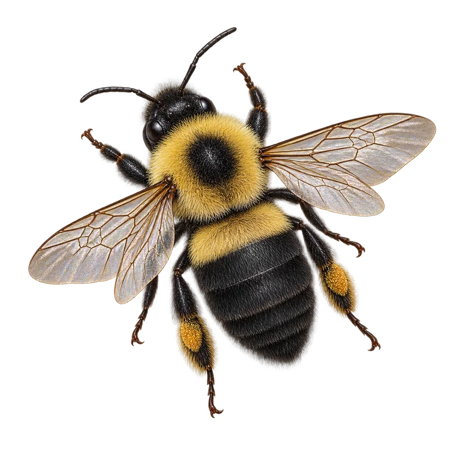 Common eastern bumblebee, female worker illustration