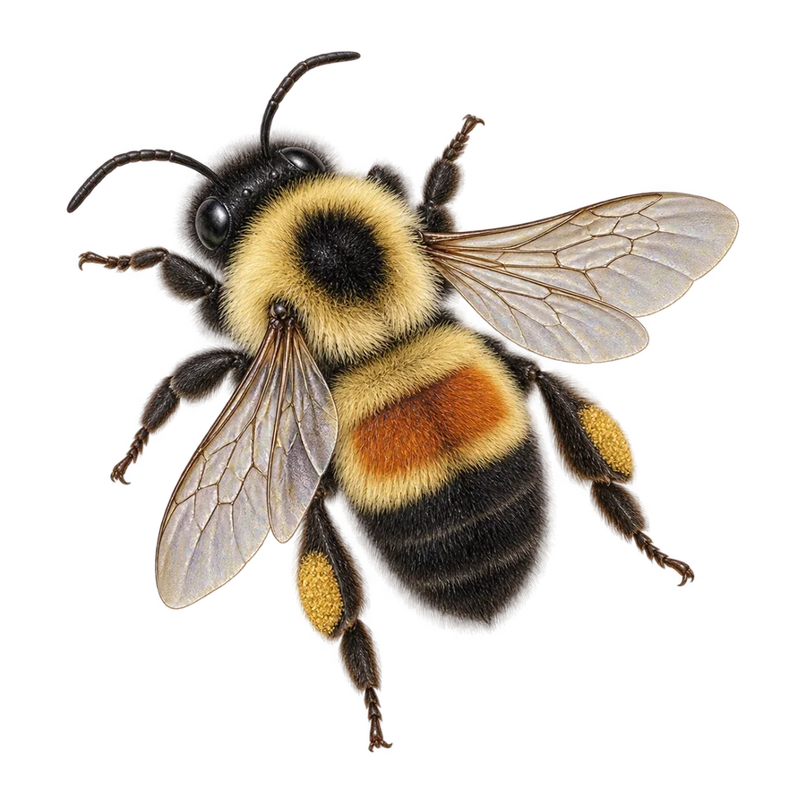 Rusty-patched bumblebee, female worker illustration