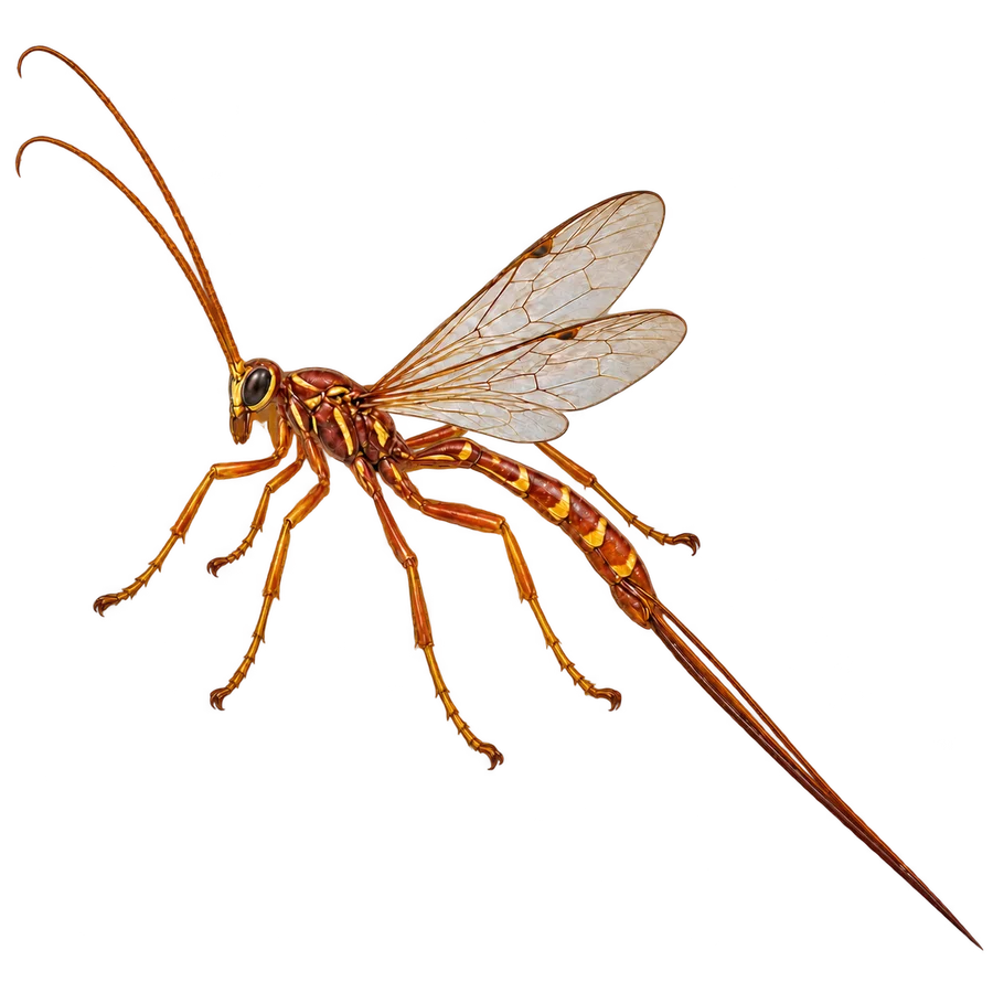 Giant ichneumon wasp, female illustration