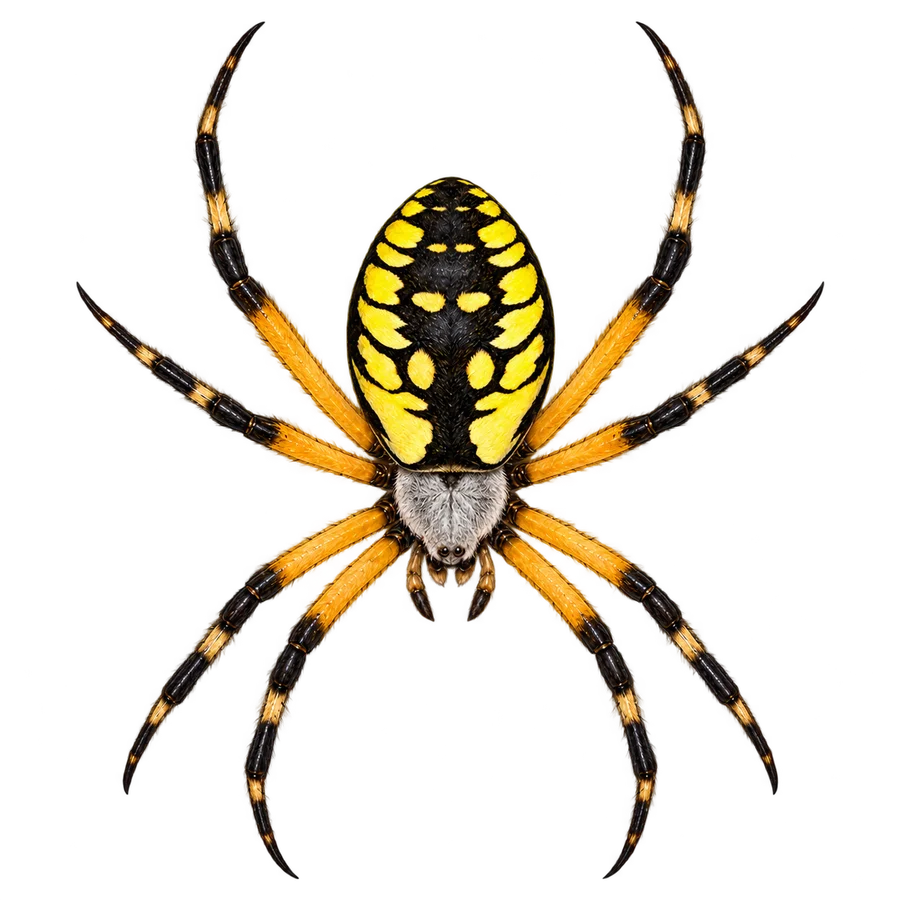 Black-and-yellow garden spider, female illustration