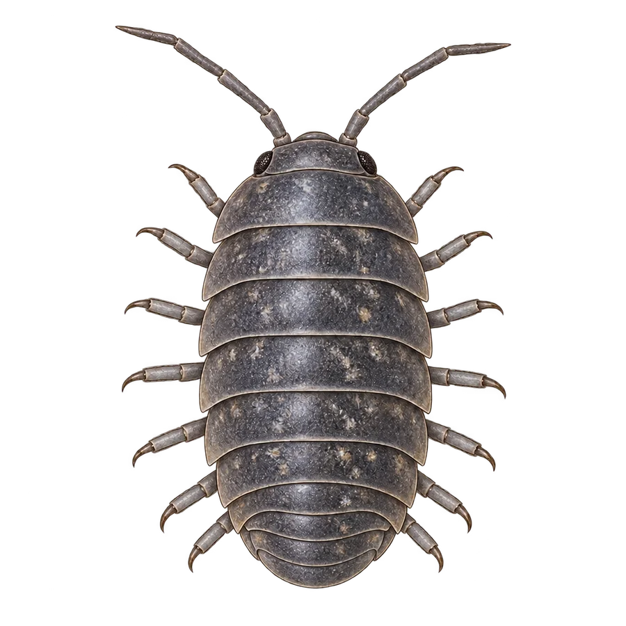 Common pillbug / roly-poly illustration